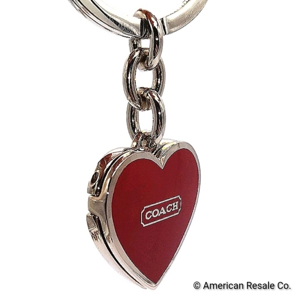 COACH Vintage Red Enamel Heart Locket Purse Charm Keychain # 1657 NWOT - Picture 3 of 7
